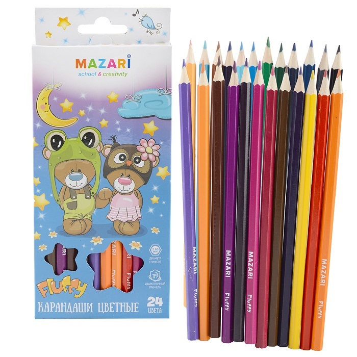 

Mazari деревянные Fluffi 24 цвета шестигранный корпус, деревянные, Fluffi, 24 цвета, шестигранный корпус