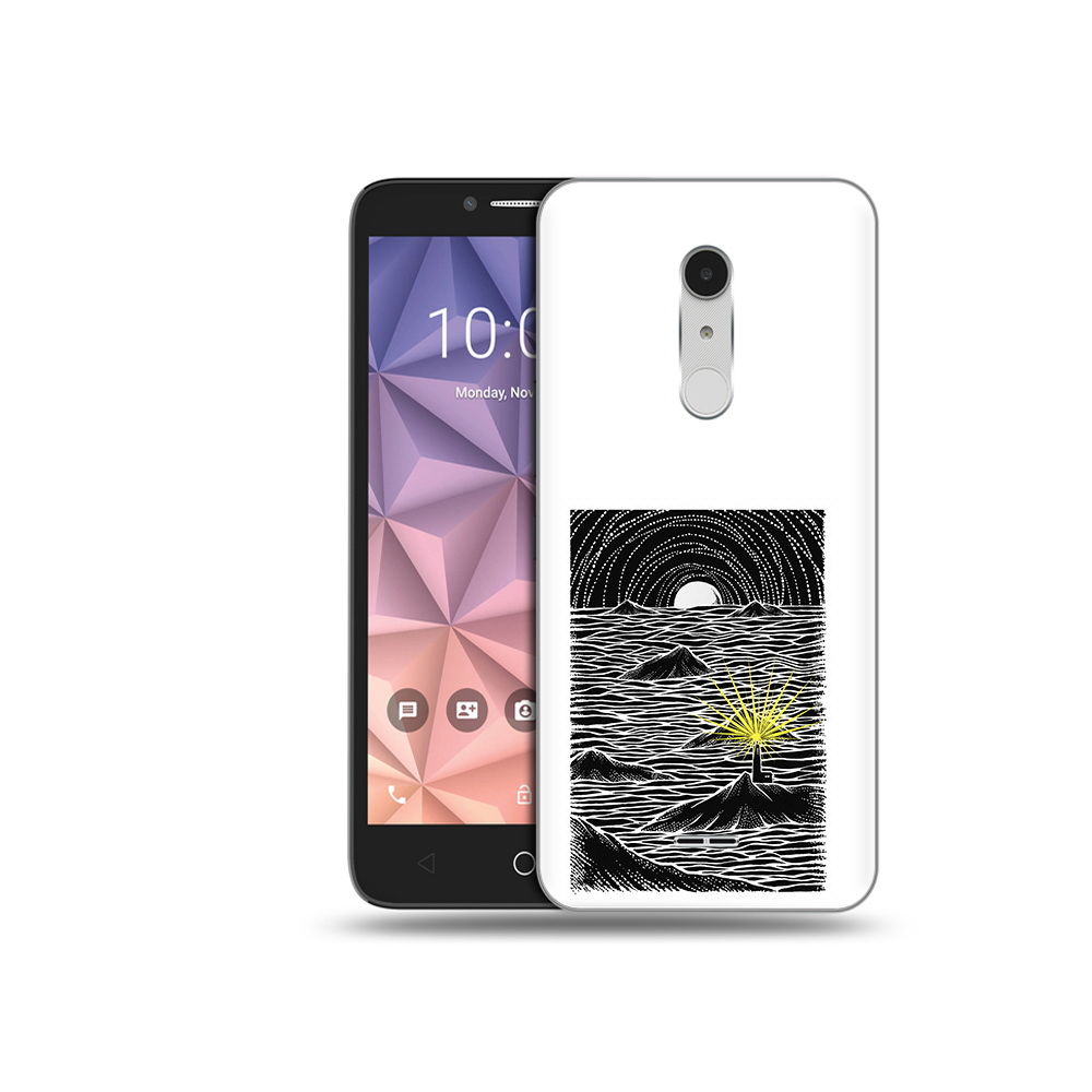 

Чехол MyPads Tocco для Alcatel A3 XL маяк в черно белом море, Прозрачный, Tocco