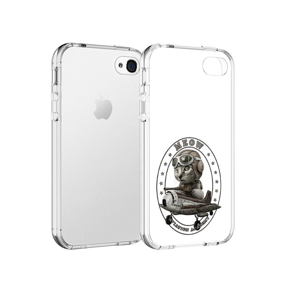 

Чехол MyPads Tocco для Apple iPhone 4 кот в самолете, Прозрачный, Tocco