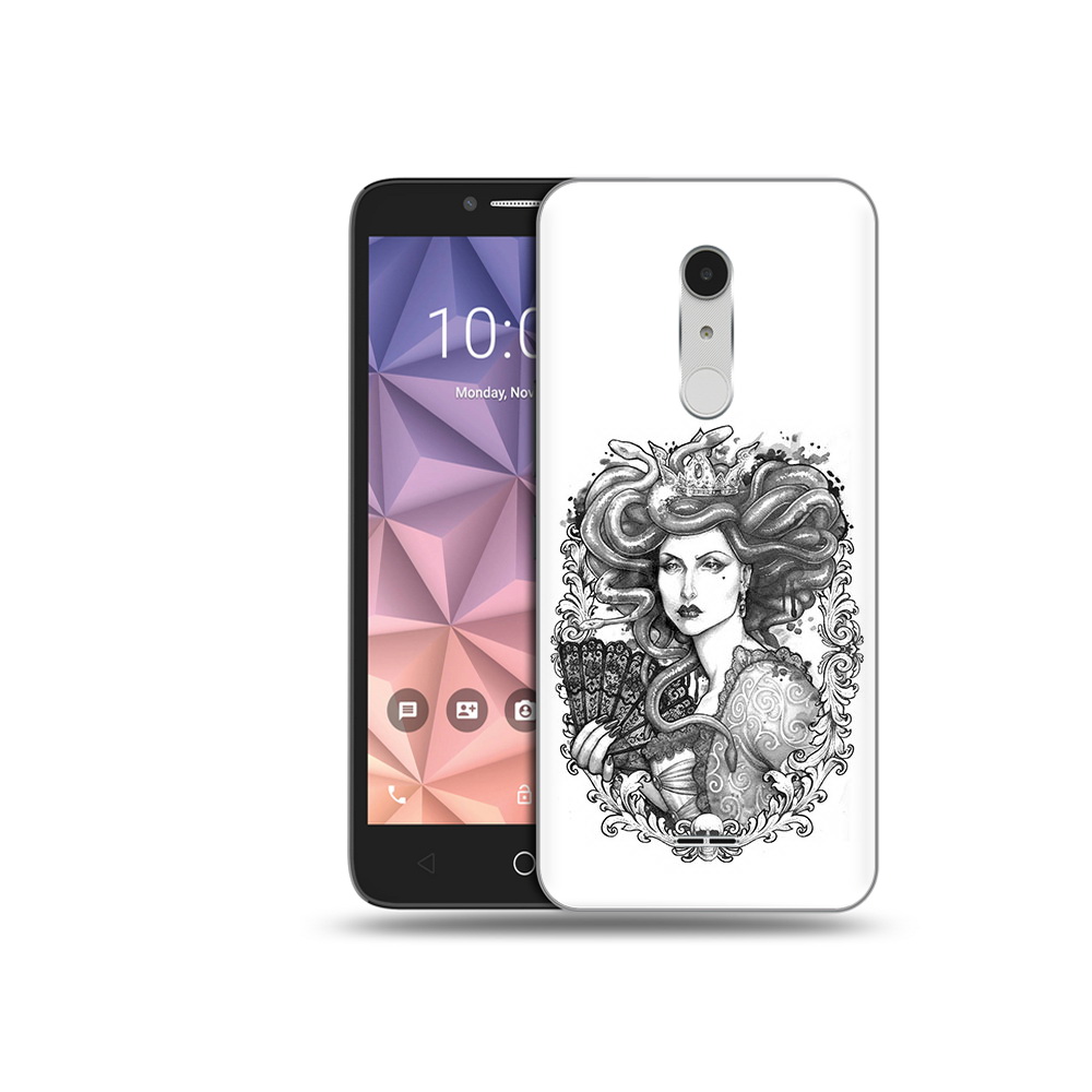 

Чехол MyPads Tocco для Alcatel A3 XL медуза черно белый, Прозрачный, Tocco