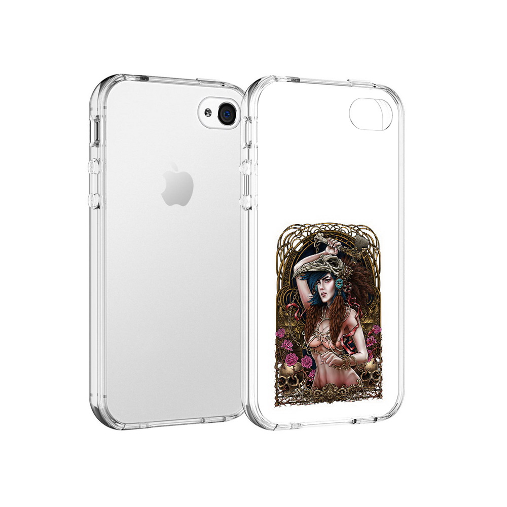 

Чехол MyPads Tocco для Apple iPhone 4 красивая девушка рисунок, Прозрачный, Tocco