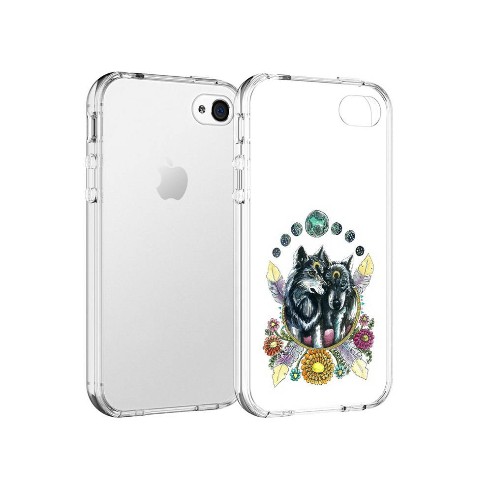

Чехол MyPads Tocco для Apple iPhone 4 красивые волки абстракция, Прозрачный, Tocco