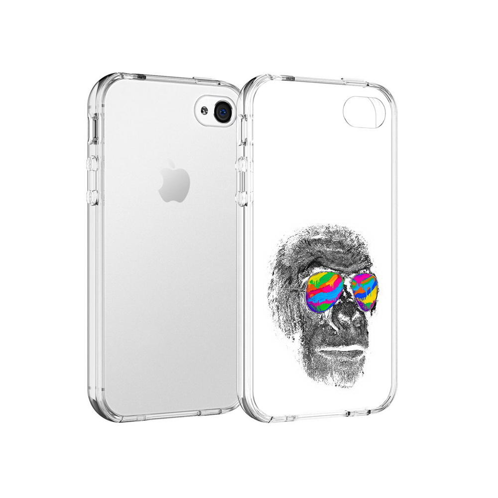 

Чехол MyPads Tocco для Apple iPhone 4 крутая обезьяна в очках, Прозрачный, Tocco