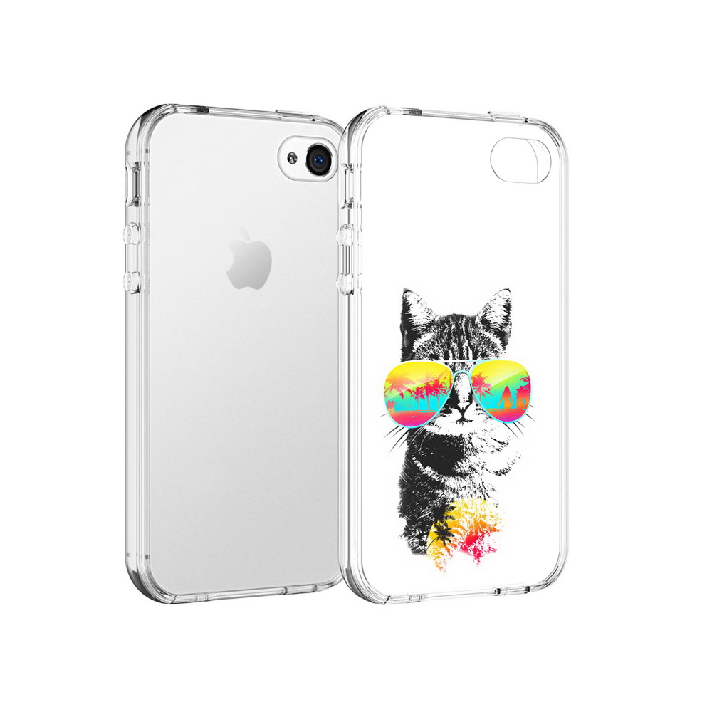 

Чехол MyPads Tocco для Apple iPhone 4 крутой кот, Прозрачный, Tocco