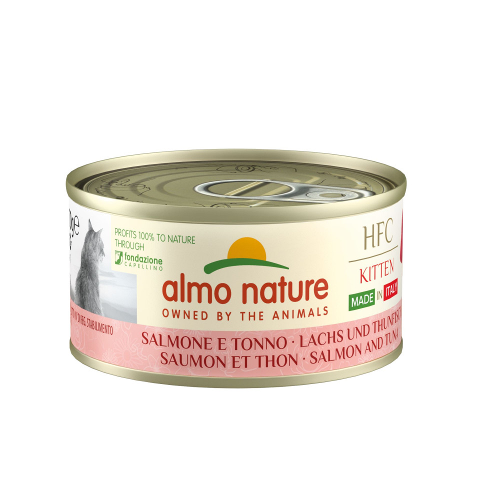 фото Влажный корм для котят almo nature итальянские рецепты с лососем и тунцом - 70 г х 24 шт