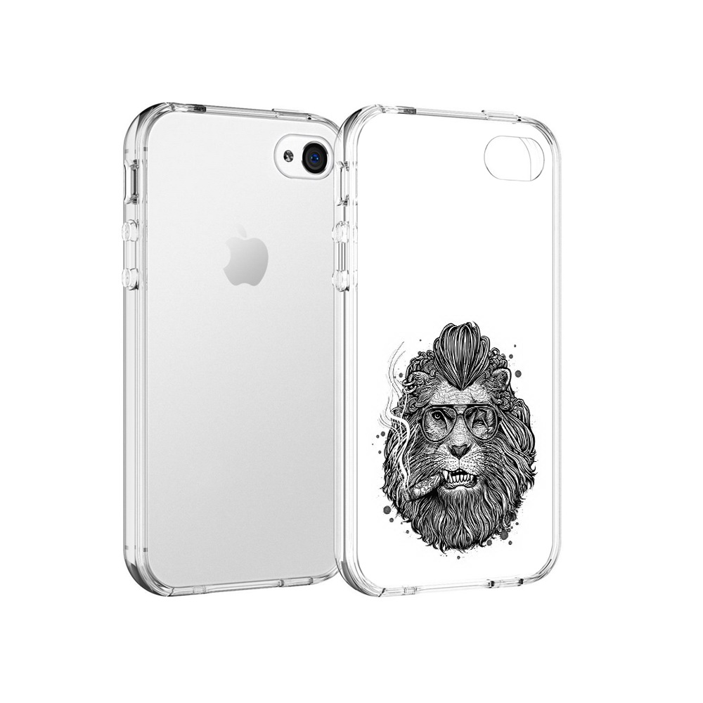 

Чехол MyPads Tocco для Apple iPhone 4 курящий лев, Прозрачный, Tocco