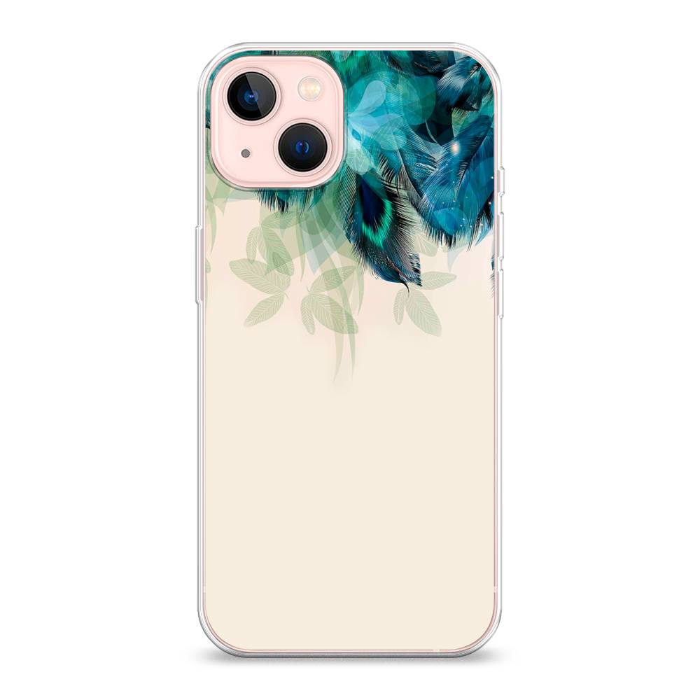фото Силиконовый чехол "перья голубого цвета" на apple iphone 13 awog