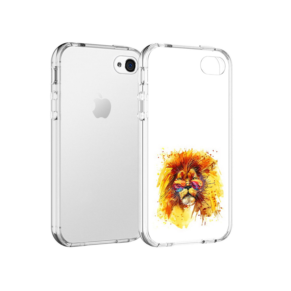 

Чехол MyPads Tocco для Apple iPhone 4 лев в очках, Прозрачный, Tocco