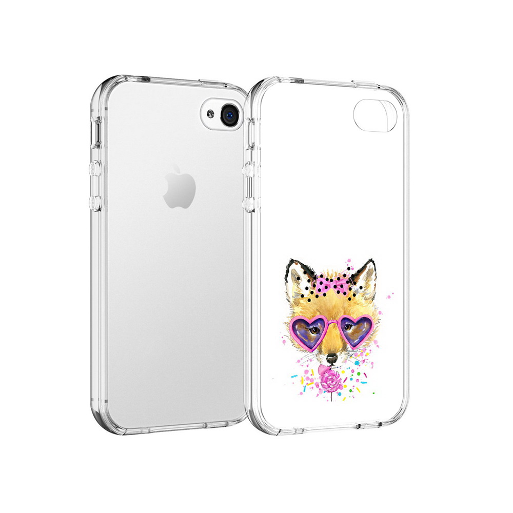 

Чехол MyPads Tocco для Apple iPhone 4 лисенок с бантиком, Прозрачный, Tocco
