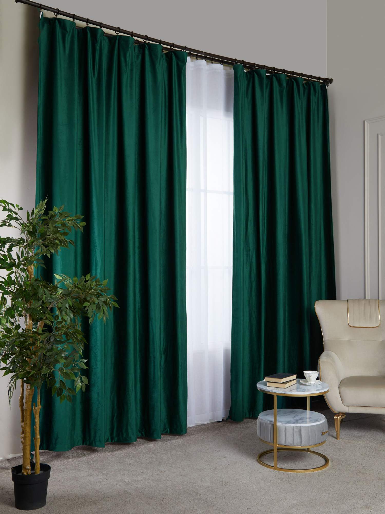 

Комплект штор A&H Бархат 300x240 см на шторной ленте, 2 шт, 2velvet-2