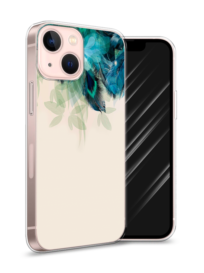 фото Чехол awog на apple iphone 13 mini / айфон 13 mini "перья голубого цвета"