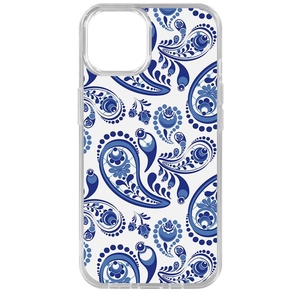 

Чехол-накладка Krutoff Clear Case Гжель для iPhone 14, Прозрачный