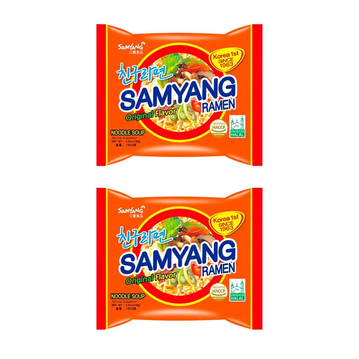 Лапша Samyang быстрого приготовления Ramen со вкусом говядины, 120 г х 2 шт