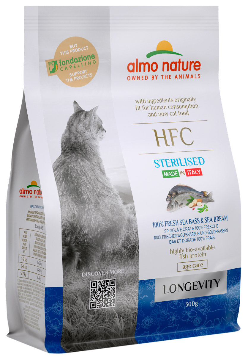 

Сухой корм для кошек Almo Nature со свежей морской рыбой, окунем и лещом, 0,3 кг