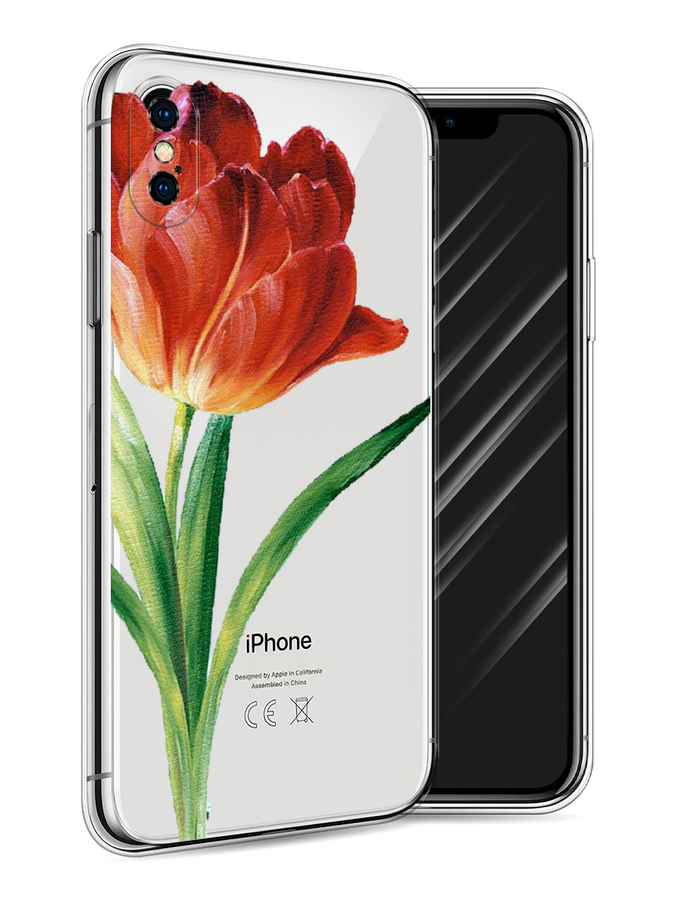 

Чехол Awog на Apple iPhone X (10) / Айфон X (10) "Красный тюльпан", Разноцветный, 11050-8