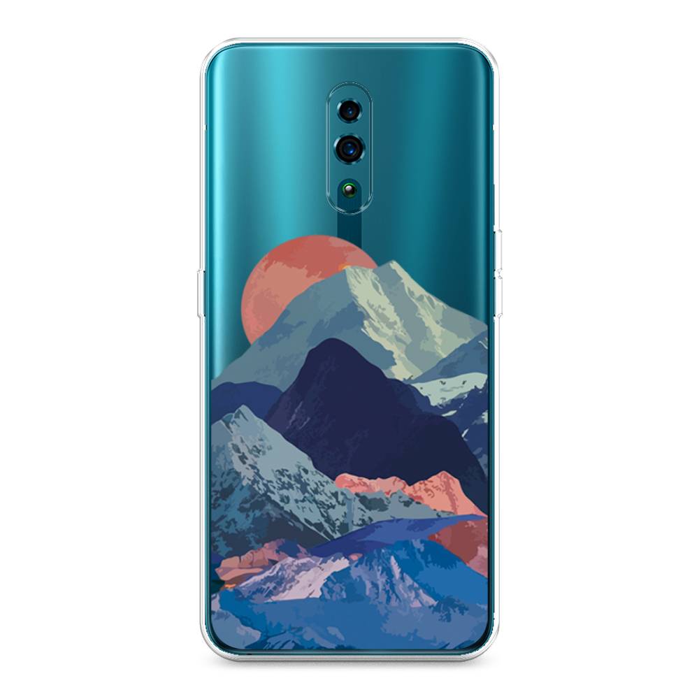 

Чехол для Oppo Reno "Закат в снежных горах", Красный;серый;голубой, 250750-2