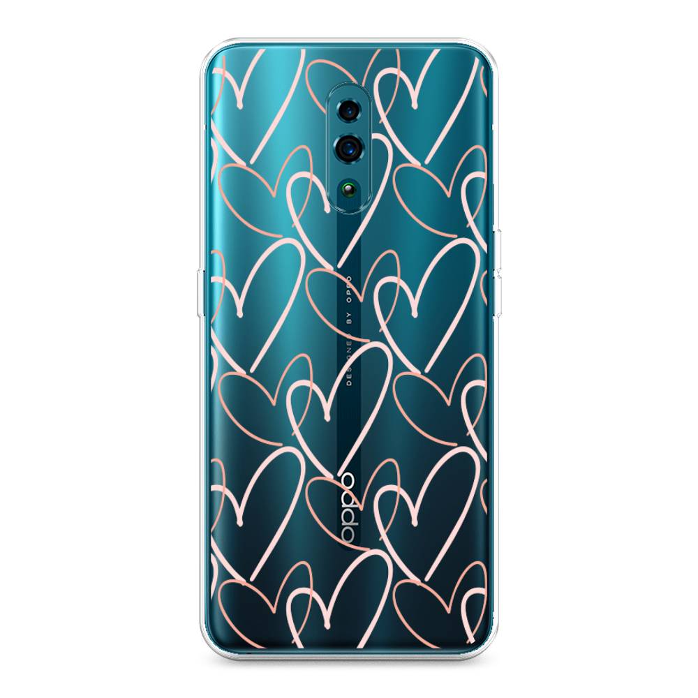 

Чехол для Oppo Reno "Узор из сердечек", Розовый;бежевый, 250750-6