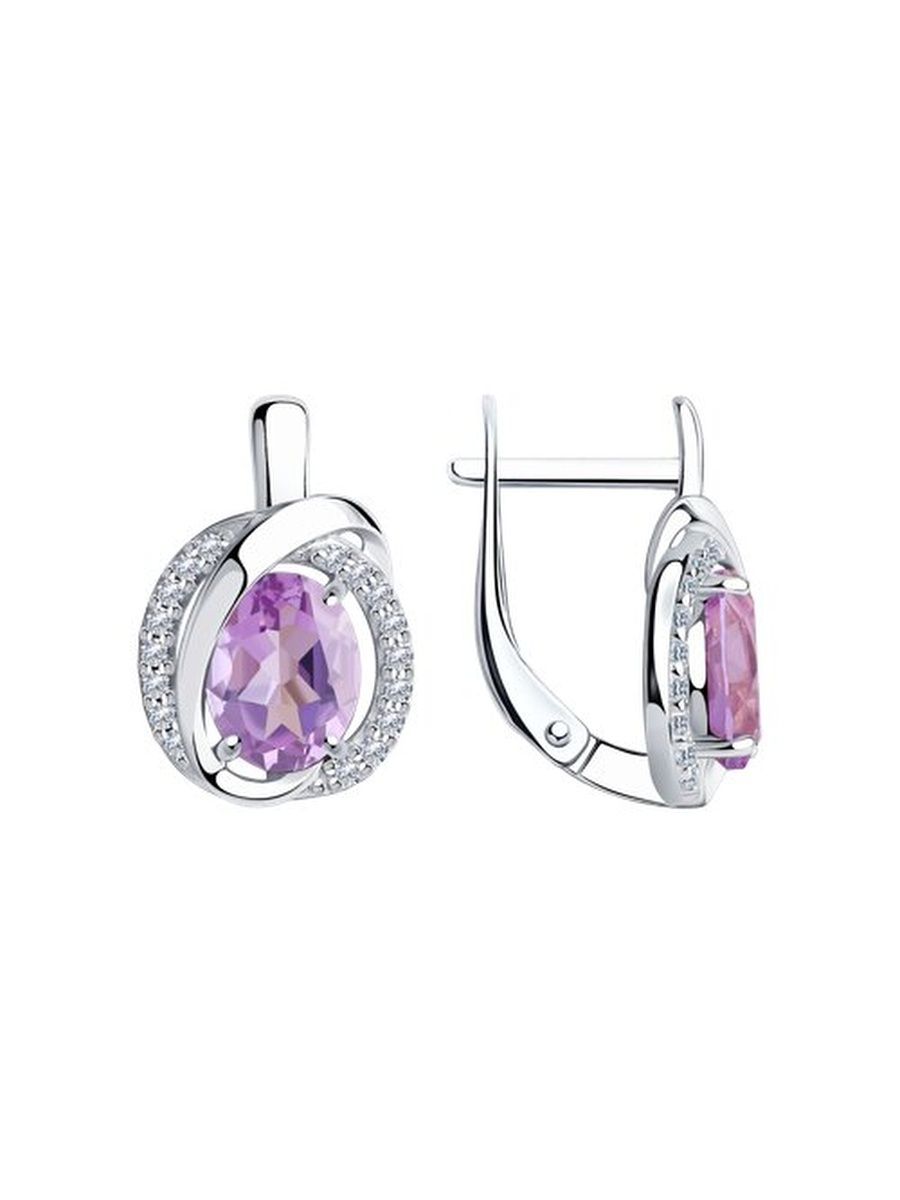 

Серьги из серебра TEO MAORI 892022268, аметист/фианит, 892022268