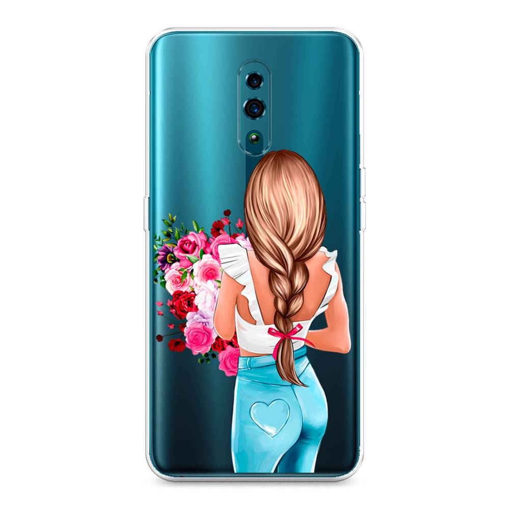 

Чехол для Oppo Reno "Девушка с цветами", Коричневый;розовый;голубой, 250750-6