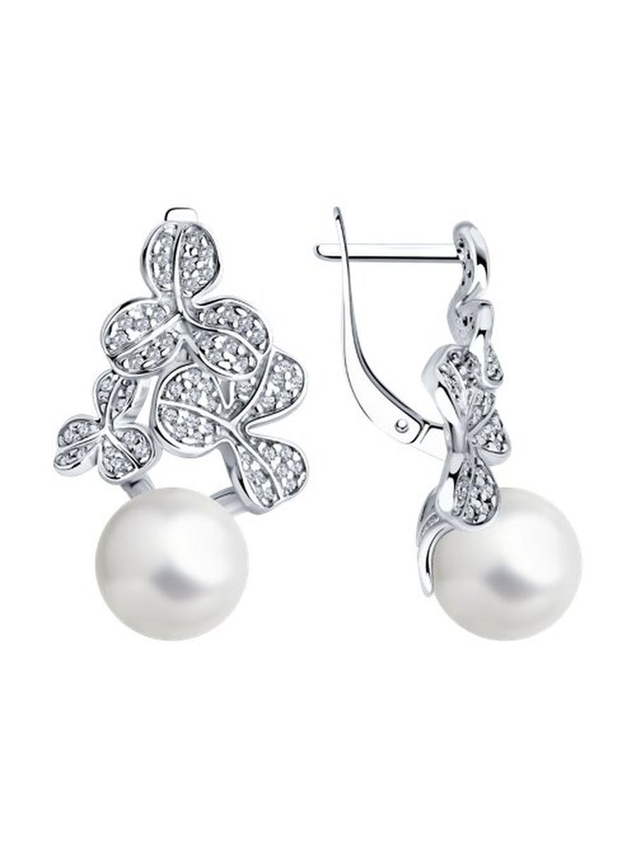 

Серьги из серебра TEO MAORI 894026079, жемчуг искусственный/фианит, 894026079