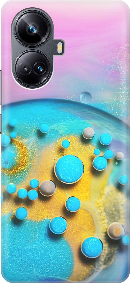 

Силиконовый чехол на Realme 10 Pro+ / Реалми 10 Про Плюс с эффектом блеска "Цветные капли", Голубой;оранжевый, 158622