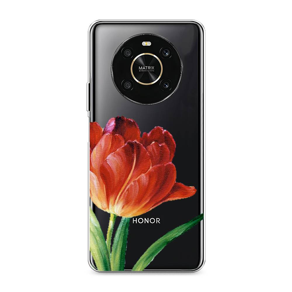 фото Силиконовый чехол "красный тюльпан" на honor x9 awog