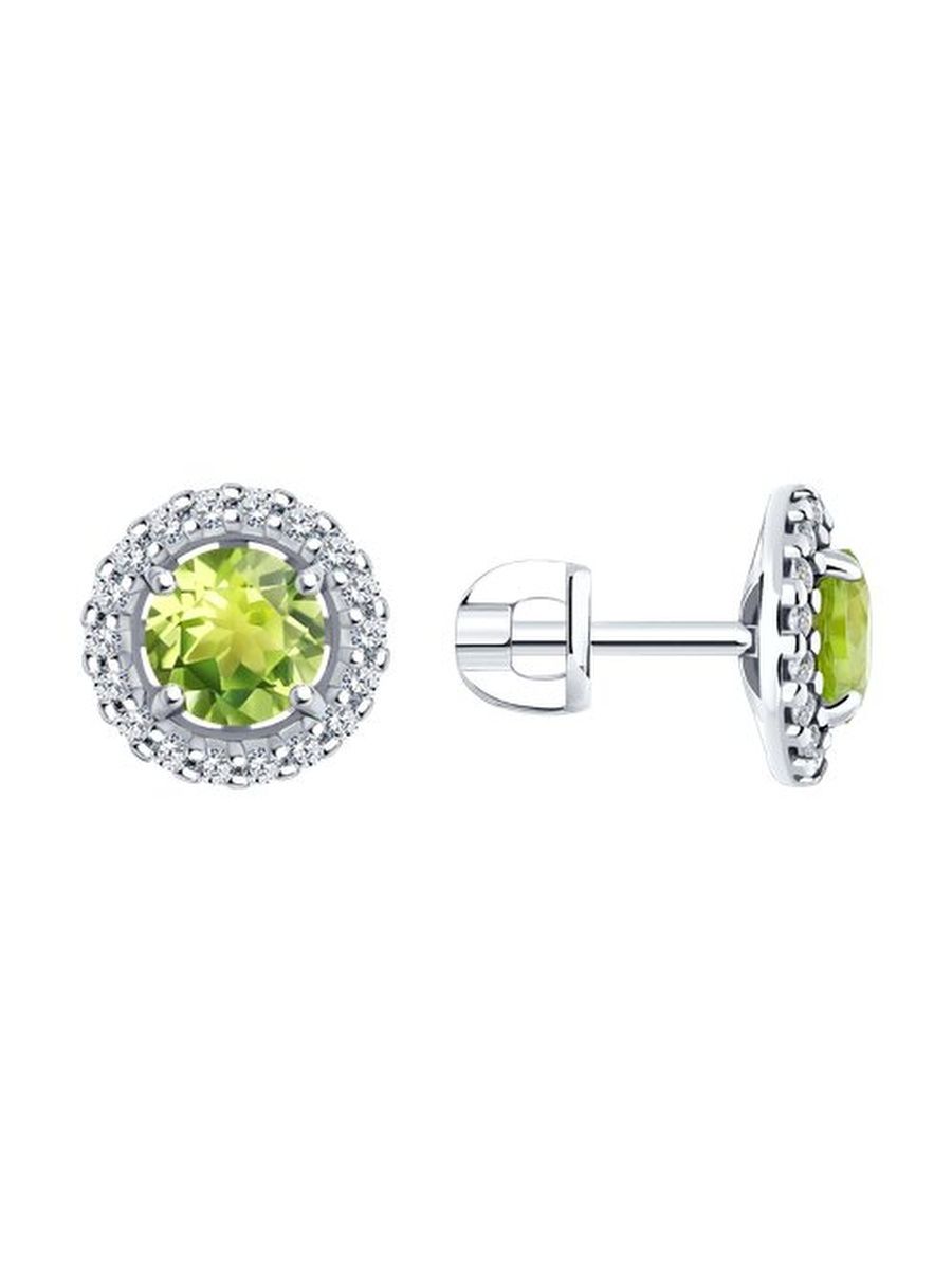 

Серьги пусеты из серебра TEO MAORI 892022791, фианит/хризолит, 892022791