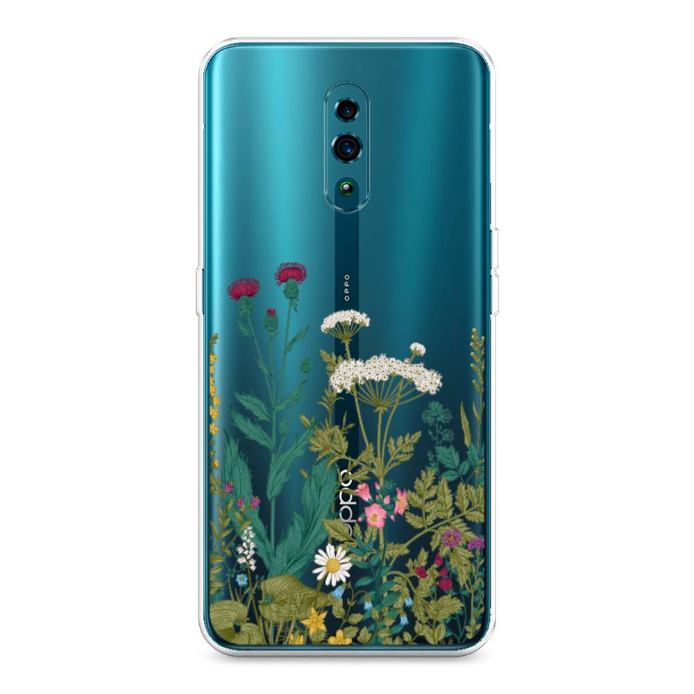 

Чехол для Oppo Reno "Дикие полевые цветы", Зеленый;розовый;белый, 250750-2