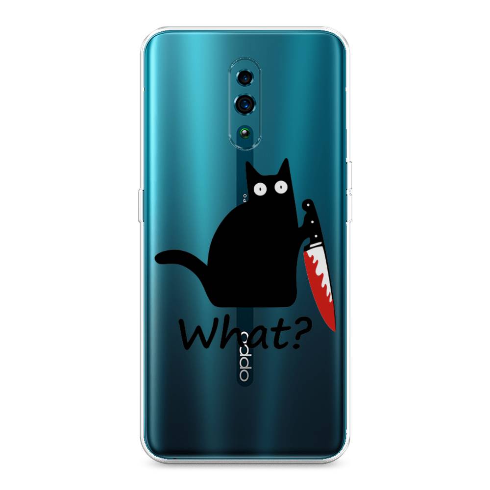 

Чехол на Oppo Reno "Котик с ножом", Черный;красный, 250750-6
