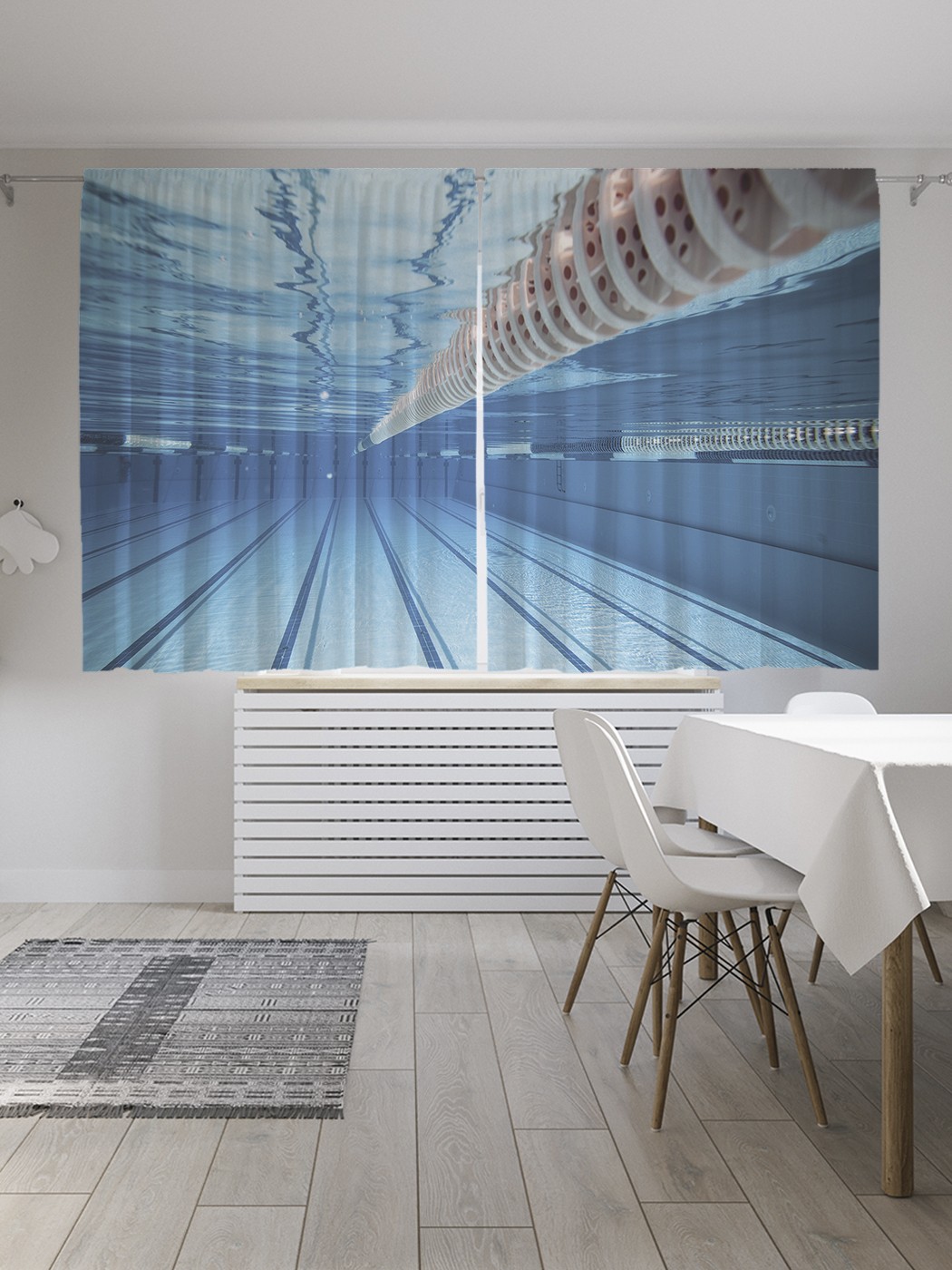 фото Классические шторы joyarty "бассейн под водой", серия oxford delux, 2 полотна 145x180 см