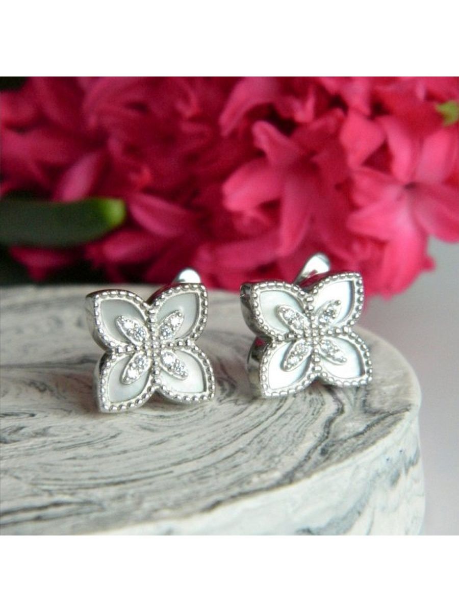 

Серьги из серебра TEO MAORI 83609.1, перламутр/фианит, 83609.1