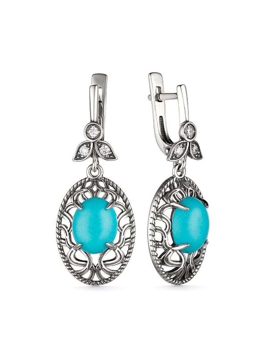 

Серьги из серебра TEO MAORI 8С-3956ок43800, бирюза/фианит, 8С-3956ок43800
