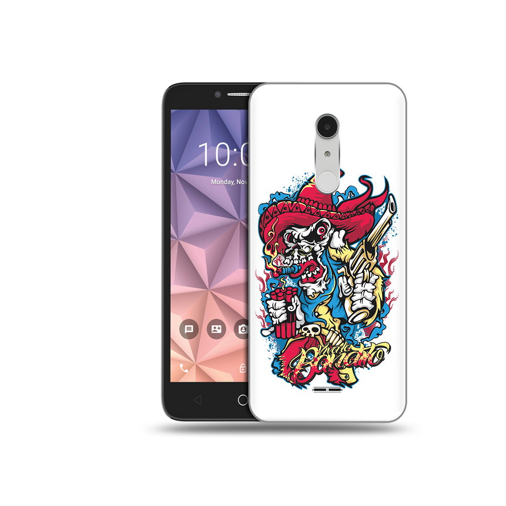 

Чехол MyPads Tocco для Alcatel A3 XL нарисованный скелет с писталетом, Прозрачный, Tocco