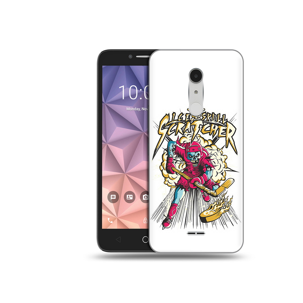 

Чехол MyPads Tocco для Alcatel A3 XL нарисованный скелет хоккеист, Прозрачный, Tocco