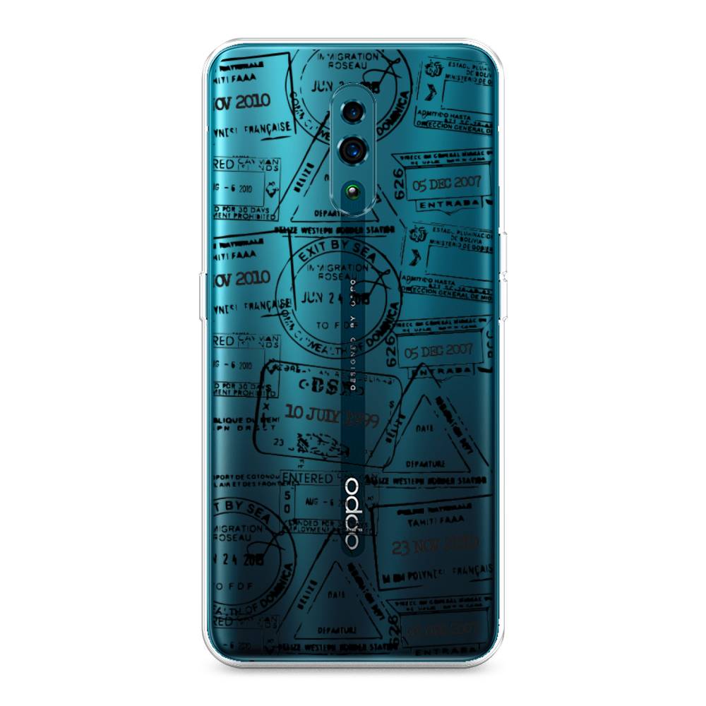 

Чехол для Oppo Reno "Visa stamps 2", Белый;черный;серый, 250750-2