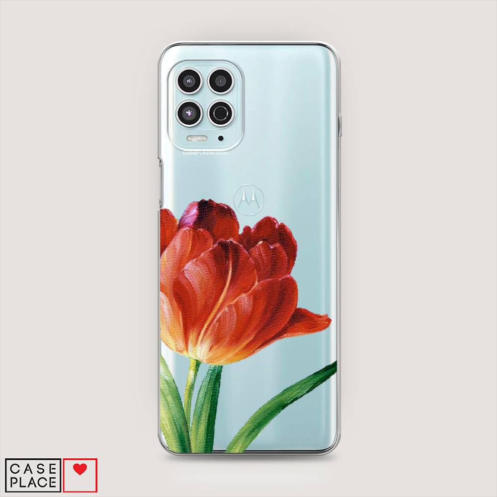 фото Силиконовый чехол "красный тюльпан" на motorola moto g100 awog