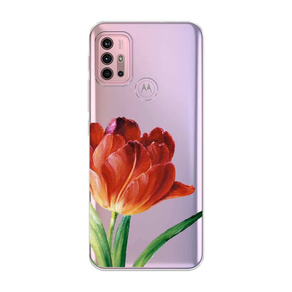 фото Силиконовый чехол "красный тюльпан" на motorola moto g30 awog