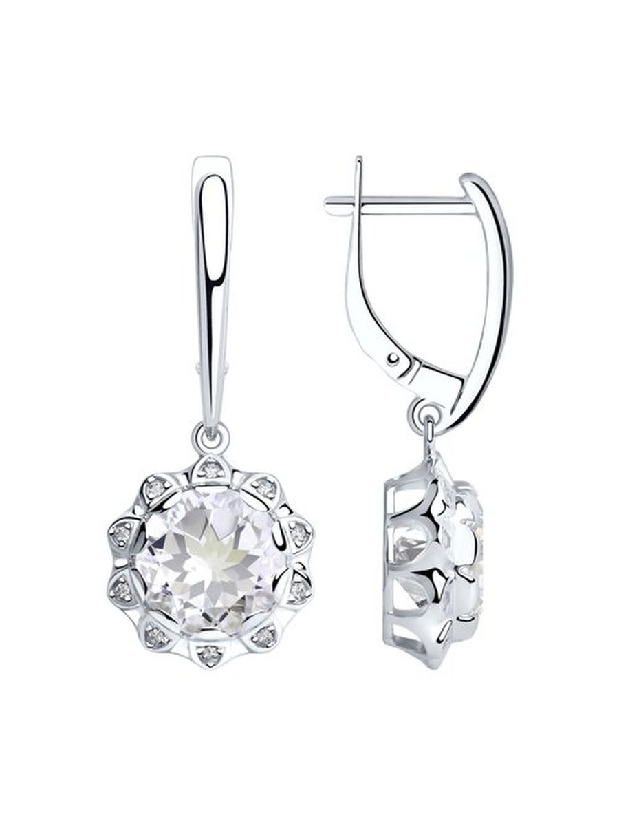 

Серьги подвески из серебра TEO MAORI 892022067, горный хрусталь/фианит, 892022067