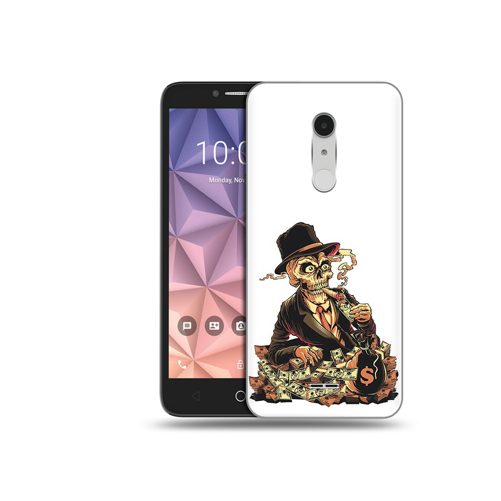 

Чехол MyPads Tocco для Alcatel A3 XL нарисованный череп с сигаретой, Прозрачный, Tocco