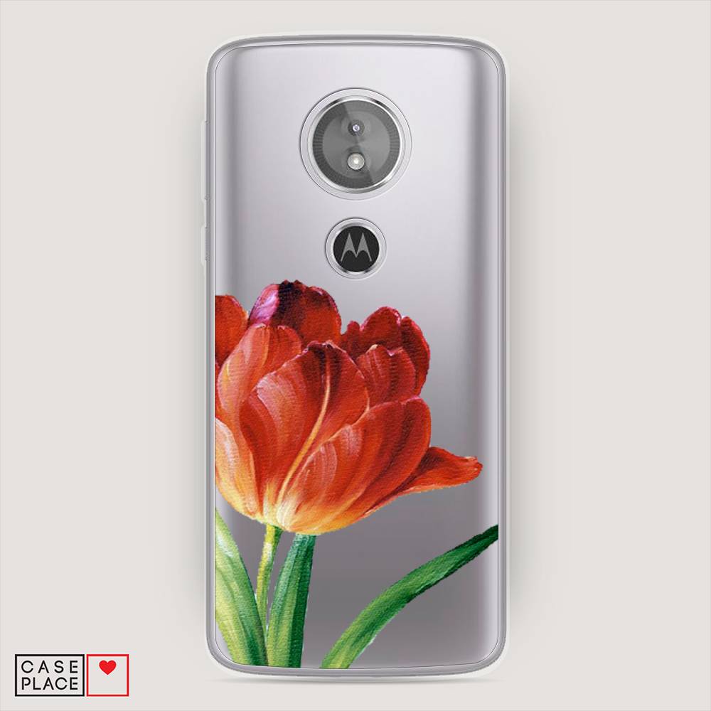 фото Силиконовый чехол "красный тюльпан" на motorola moto g6 play awog