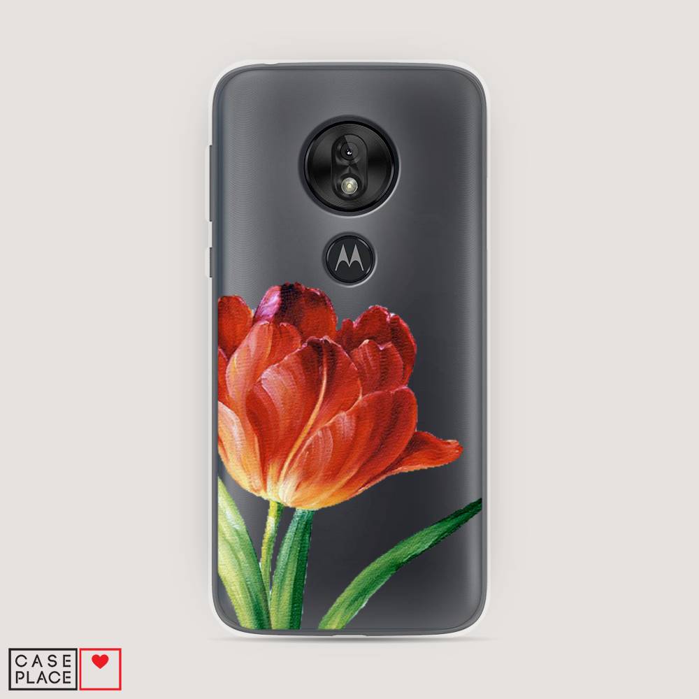 фото Силиконовый чехол "красный тюльпан" на motorola moto g7 play awog