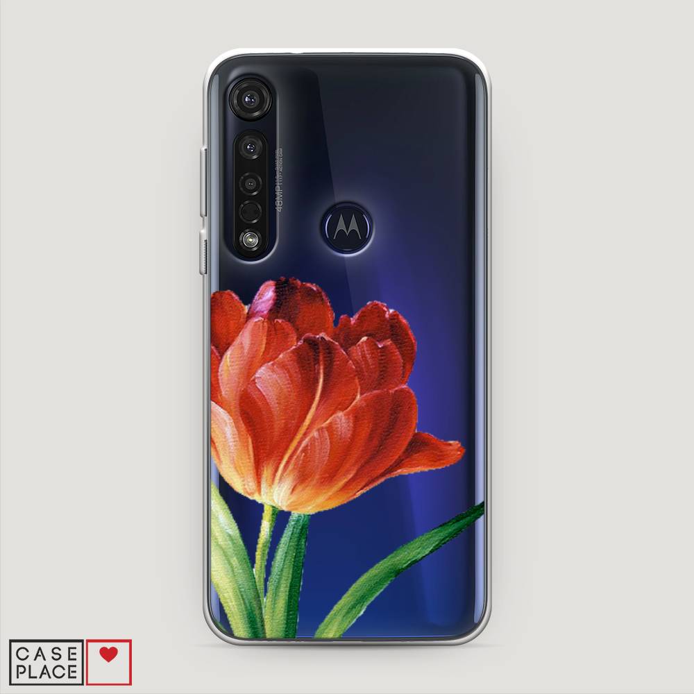 фото Силиконовый чехол "красный тюльпан" на motorola moto g8 plus awog