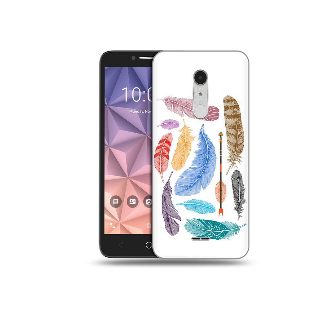 

Чехол MyPads Tocco для Alcatel A3 XL разноцветные перья, Прозрачный, Tocco
