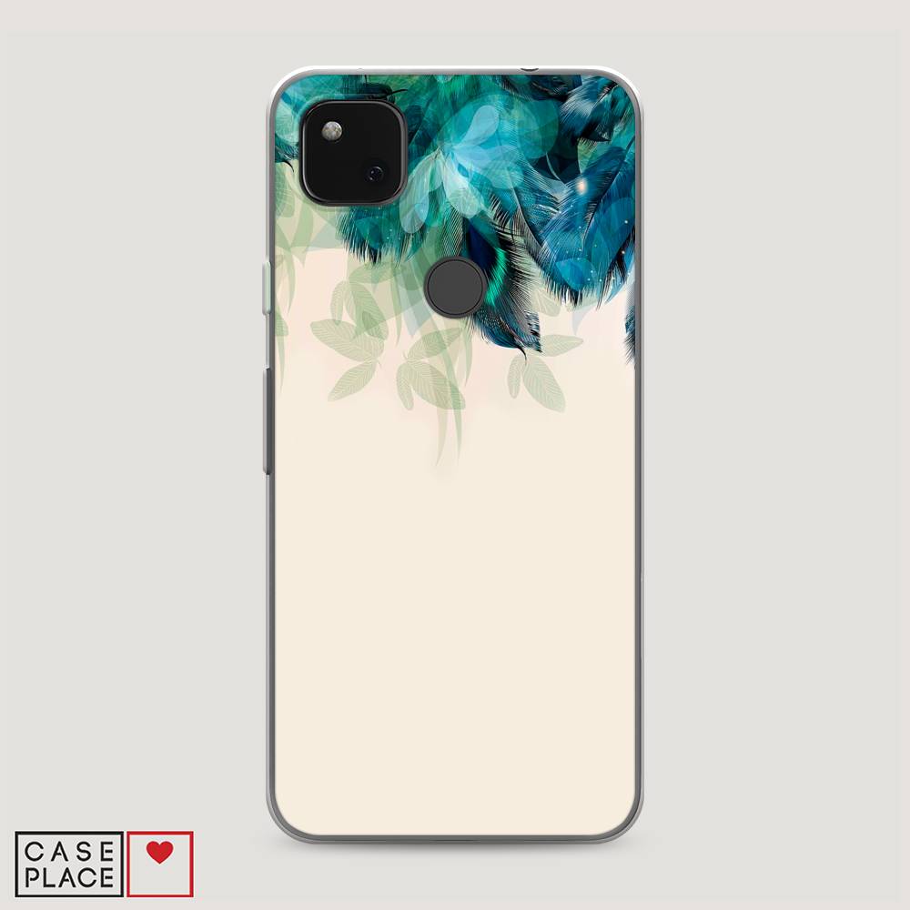фото Силиконовый чехол "перья голубого цвета" на google pixel 4a awog