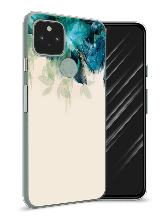 

Чехол Awog на Google Pixel 5A "Перья голубого цвета", Разноцветный, 271050-2
