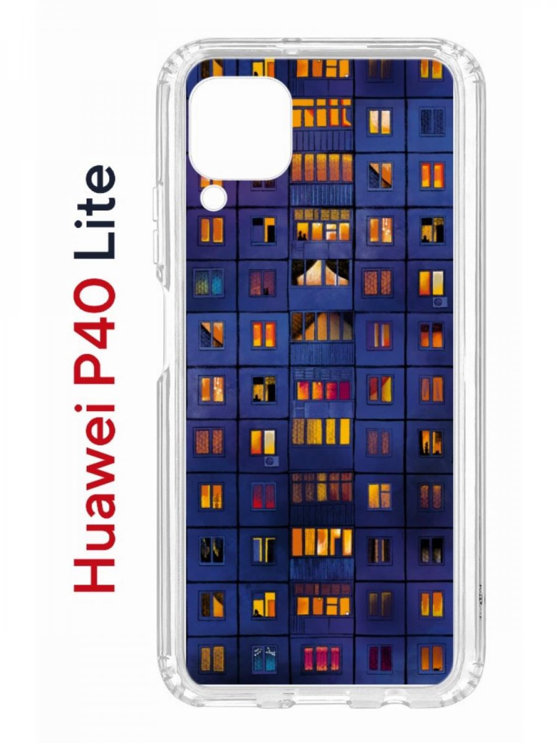 фото Чехол на huawei p40 lite с принтом kruche print ночные окна, противоударный бампер кruче