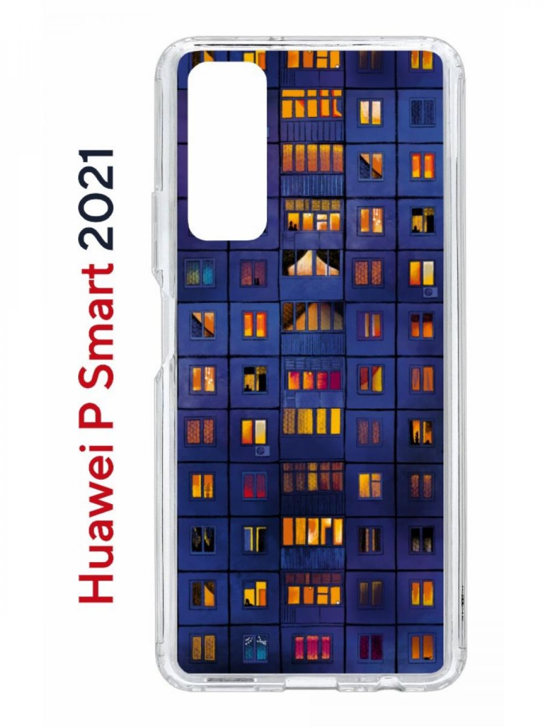 Чехол на Huawei P Smart 2021 с принтом Kruche Print Ночные окна, противоударный бампер