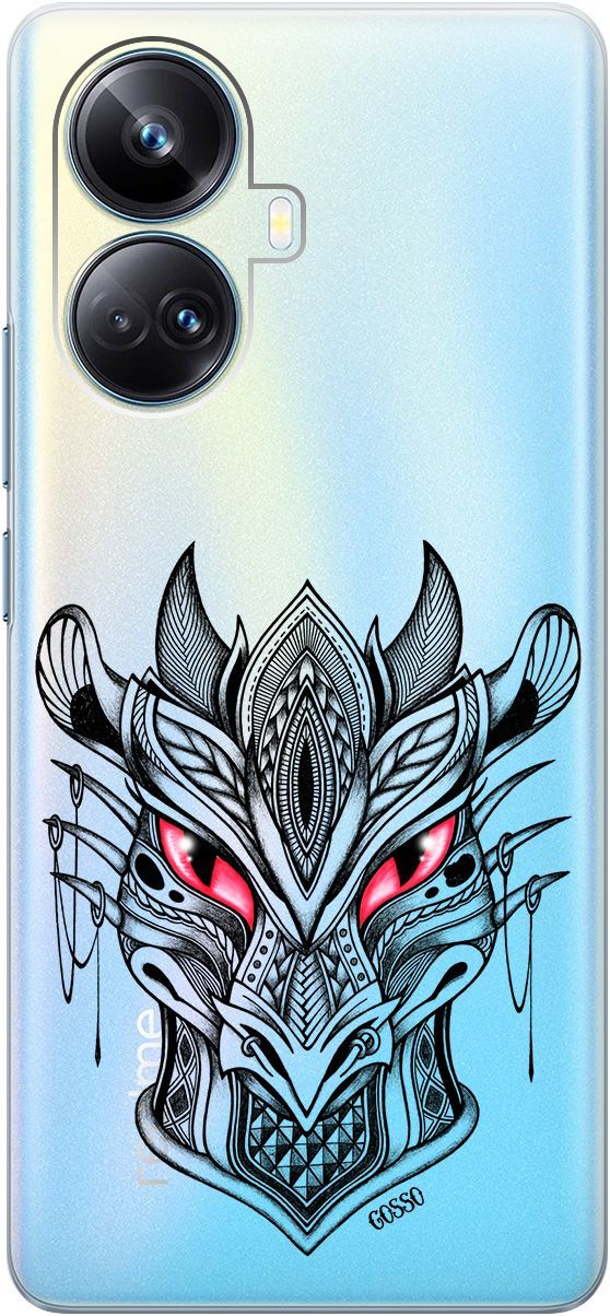 

Силиконовый чехол на Realme 10 Pro+ с 3D принтом "Dragon" прозрачный, Прозрачный;черный, 158639