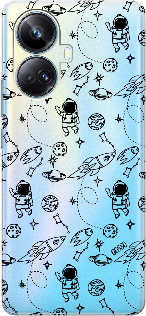

Силиконовый чехол на Realme 10 Pro+ с 3D принтом "Space" прозрачный, Прозрачный;черный, 158639