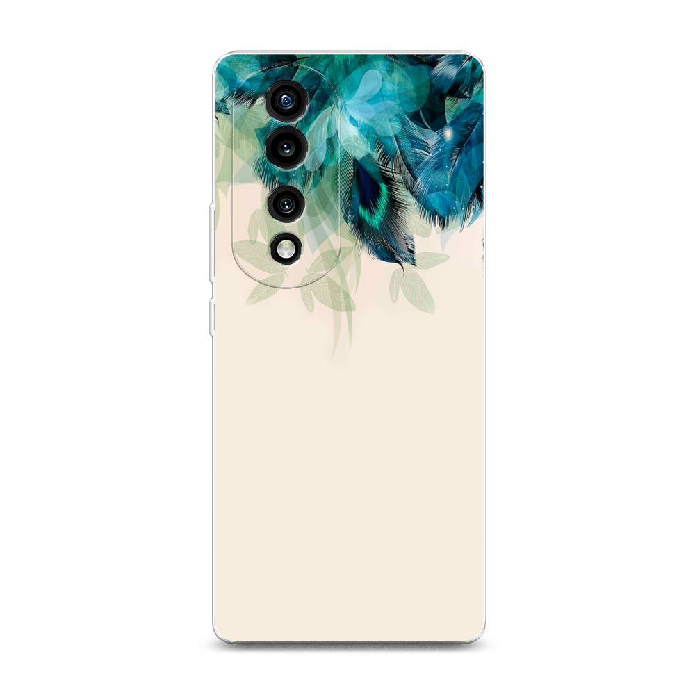 фото Силиконовый чехол "перья голубого цвета" на honor 70 pro awog
